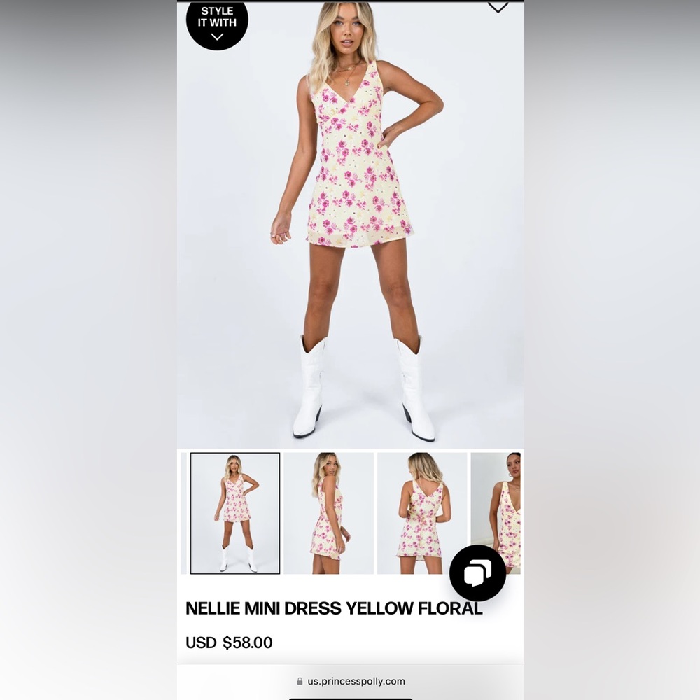 NEW PRINCESS POLLY-NELLIE MINI DRESS YELLOW FLORAL
